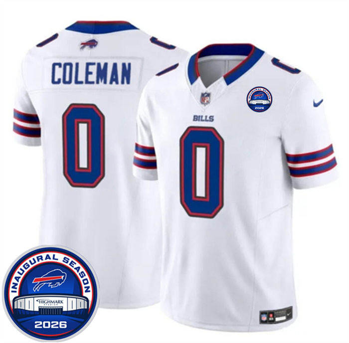 Men's Buffalo Bills #0 Keon Coleman White F.U.S.E. 2026 Inaugural Season at Highmark Stadium Patch Stitched Football Jersey